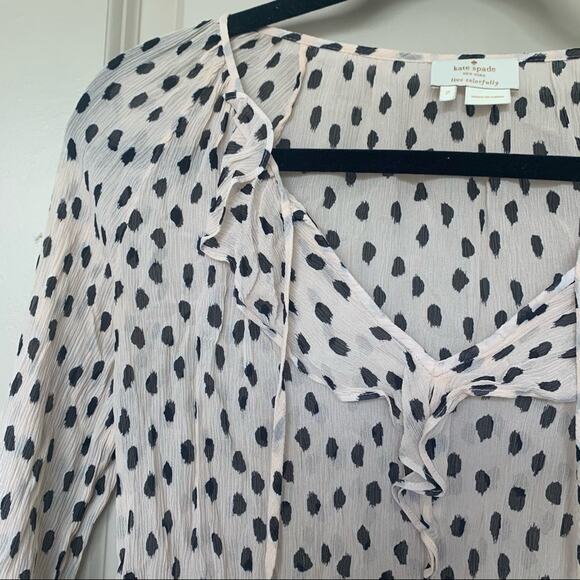kate spade silk long sleeve polka dot blouse size 2 - Picture 5 of 11